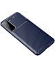 Samsung Galaxy S21 Hoesje Siliconen Carbon TPU Back Cover Blauw