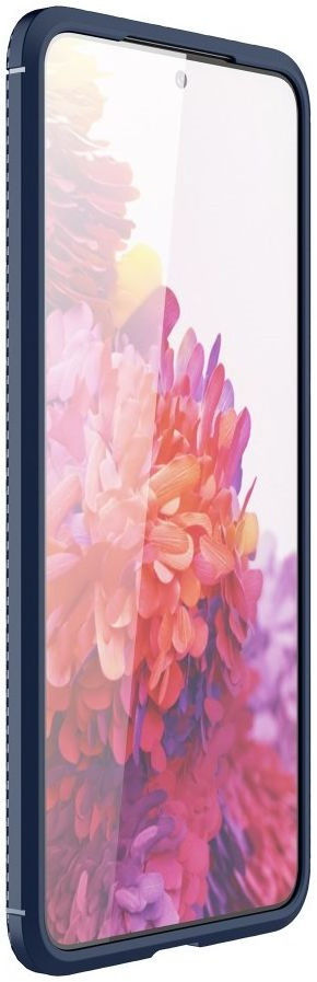 Samsung Galaxy S21 Hoesje Siliconen Carbon TPU Back Cover Blauw afbeelding 2