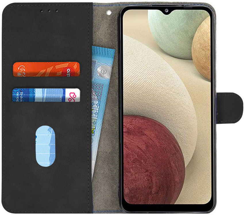 Samsung Galaxy A12 Hoesje Wallet Book Case Zwart afbeelding 1