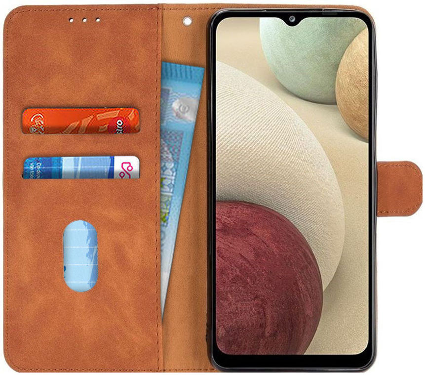 Samsung Galaxy A12 Hoesje Wallet Book Case Bruin afbeelding 1