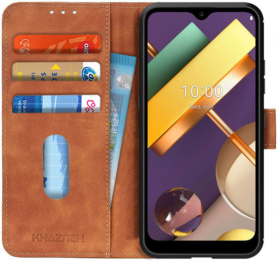 LG K22 Hoesje Retro Wallet Book Case Bruin afbeelding 1