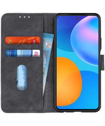 Huawei P Smart 2021 Hoesje Retro Wallet Book Case Zwart Hoesjes