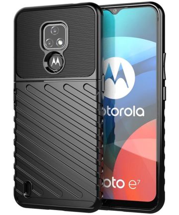 Motorola Moto E7 Hoesje TPU Thunder Design Zwart Hoesjes