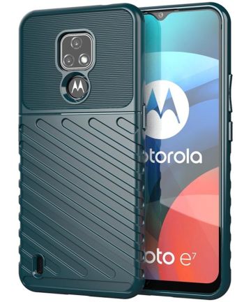 Motorola Moto E7 Hoesje TPU Thunder Design Groen Hoesjes