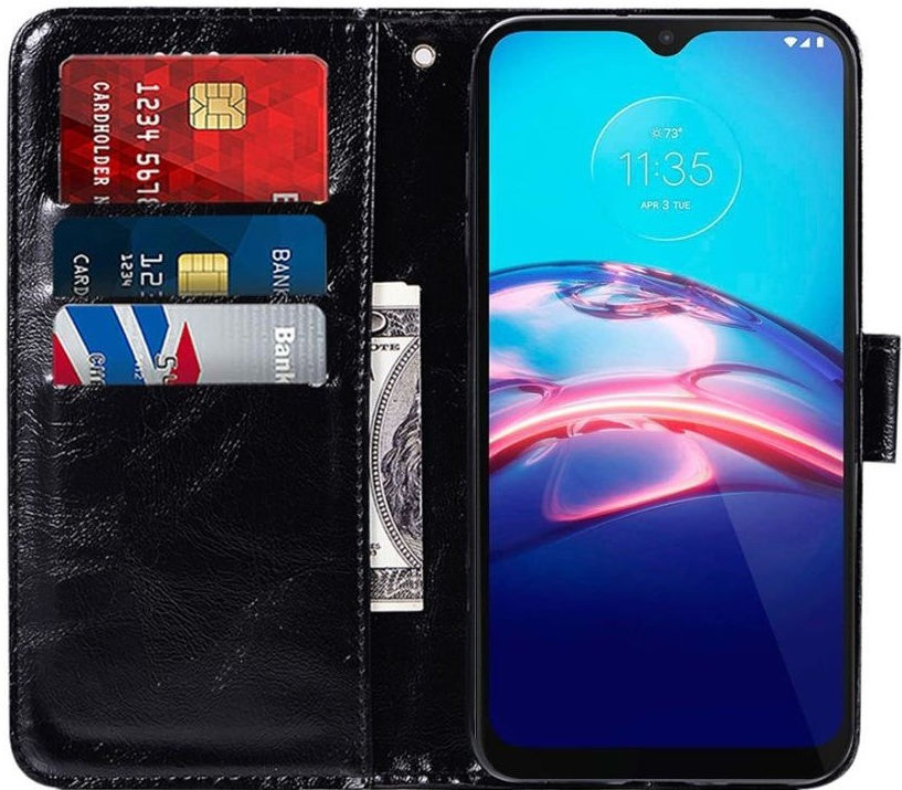 Motorola Moto E7 Power Hoesje Portemonnee Book Case Zwart afbeelding 1