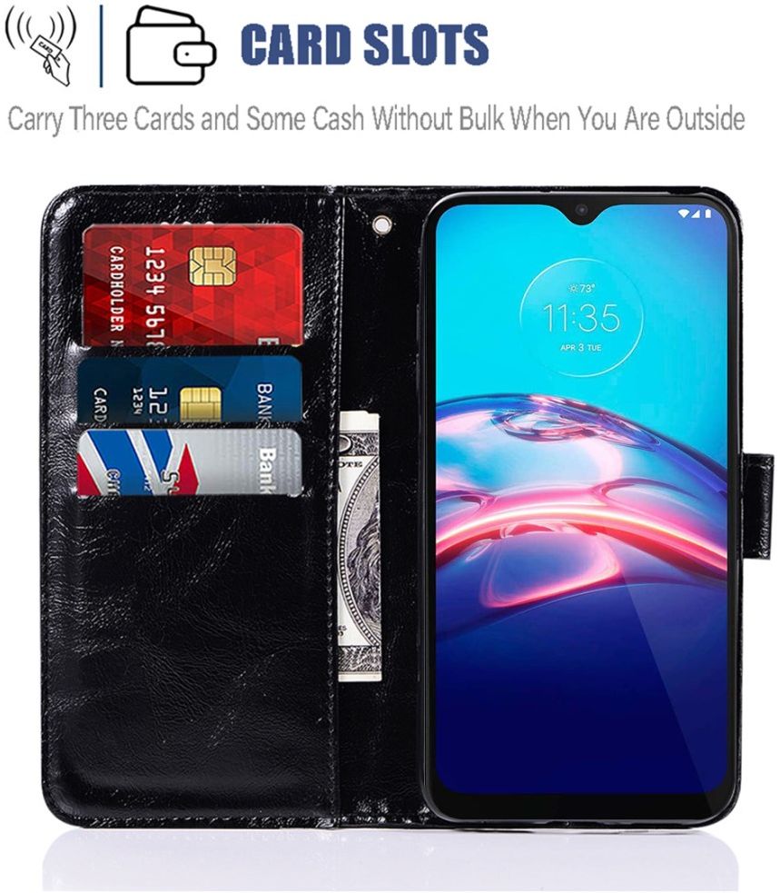 Motorola Moto E7 Power Hoesje Portemonnee Book Case Zwart afbeelding 6