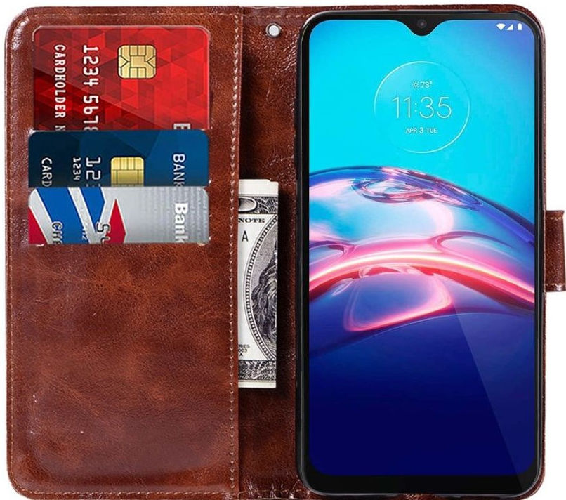 Motorola Moto E7 Power Hoesje Portemonnee Book Case Bruin afbeelding 1