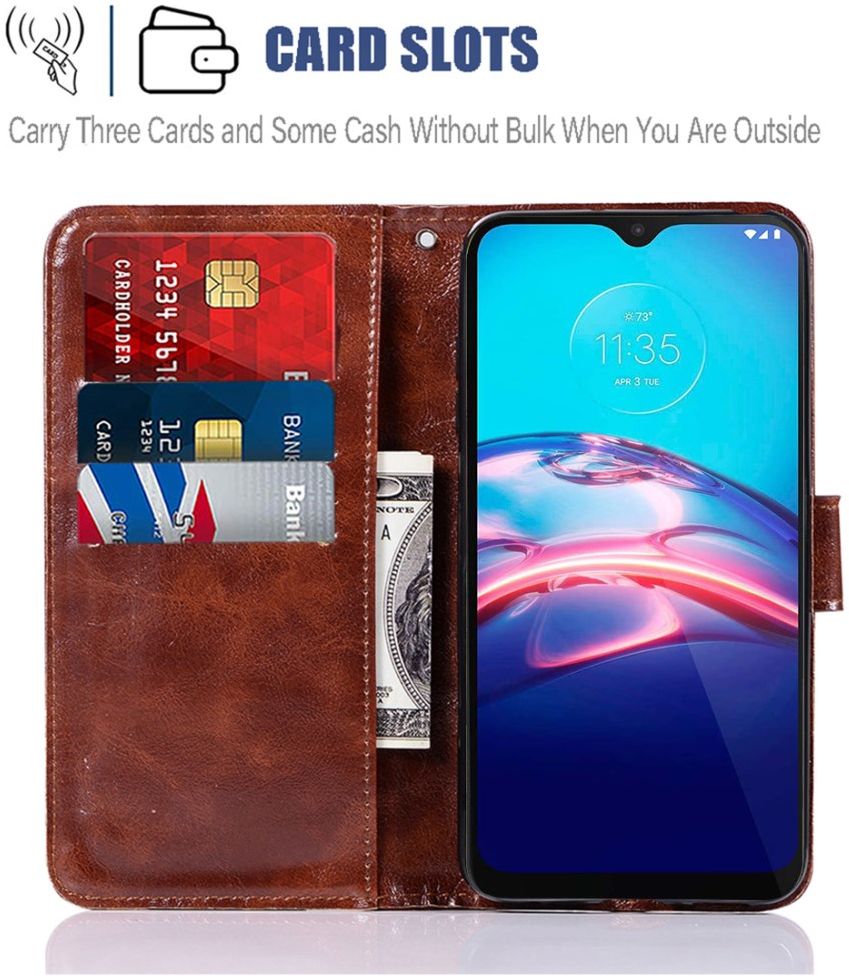 Motorola Moto E7 Power Hoesje Portemonnee Book Case Bruin afbeelding 6