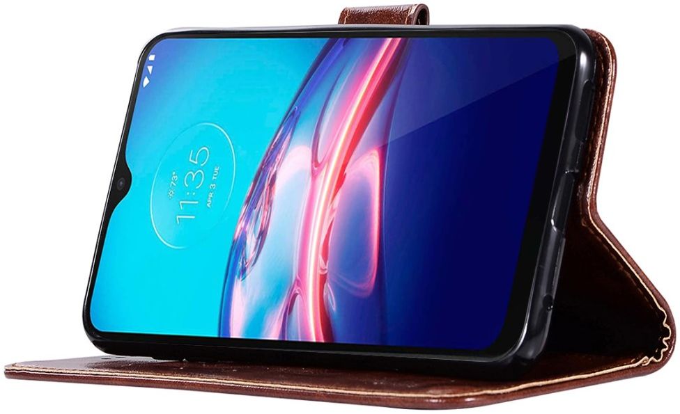 Motorola Moto E7 Power Hoesje Portemonnee Book Case Bruin afbeelding 4