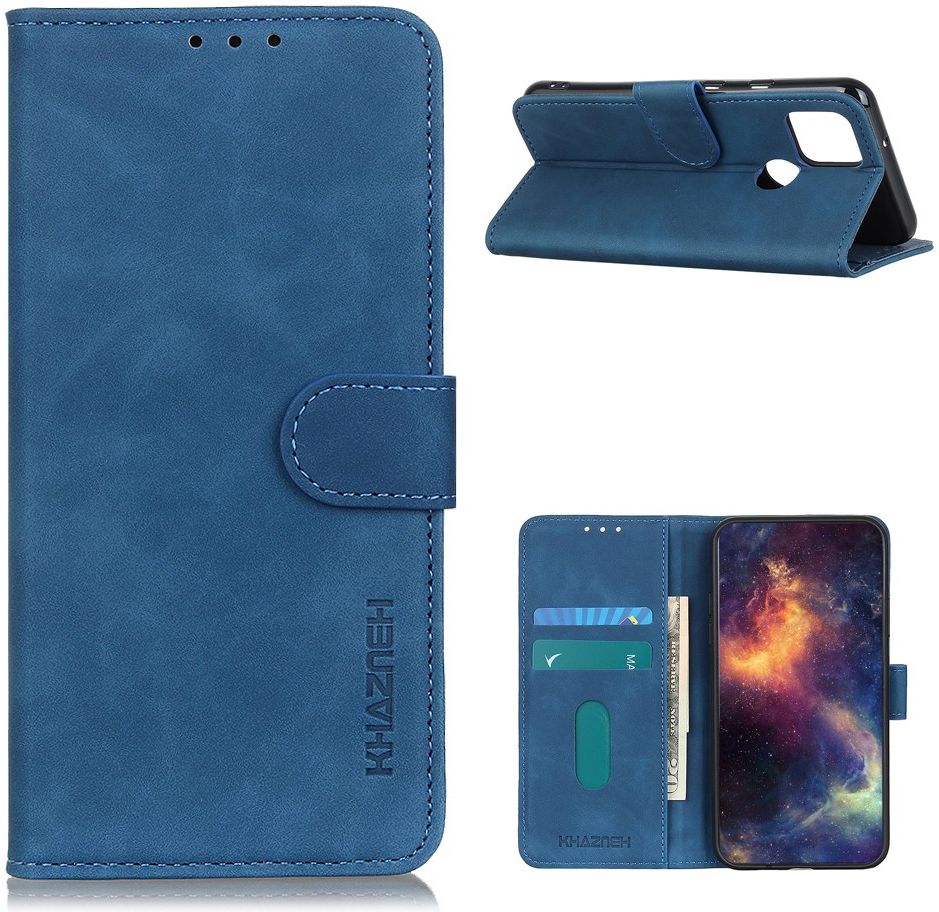KHAZNEH Motorola Moto G9 Power Hoesje Retro Wallet Book Case Blauw afbeelding 3