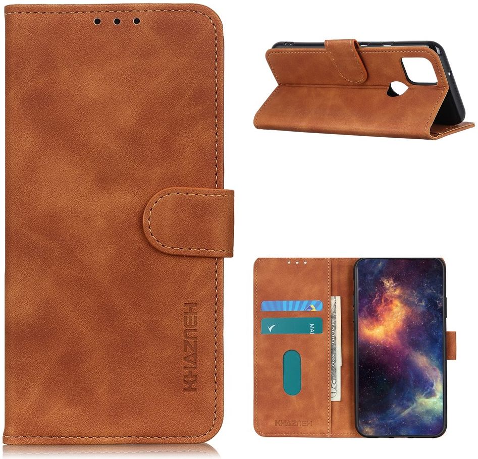 Motorola Moto G9 Power Hoesje Retro Wallet Book Case Bruin afbeelding 3