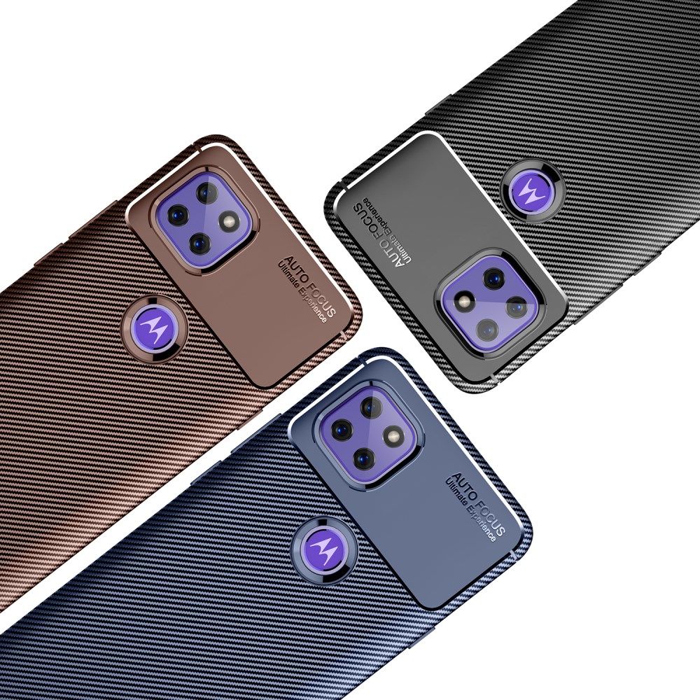 Motorola Moto G 5G (2020) Hoesje Siliconen Carbon TPU Back Cover Blauw afbeelding 3