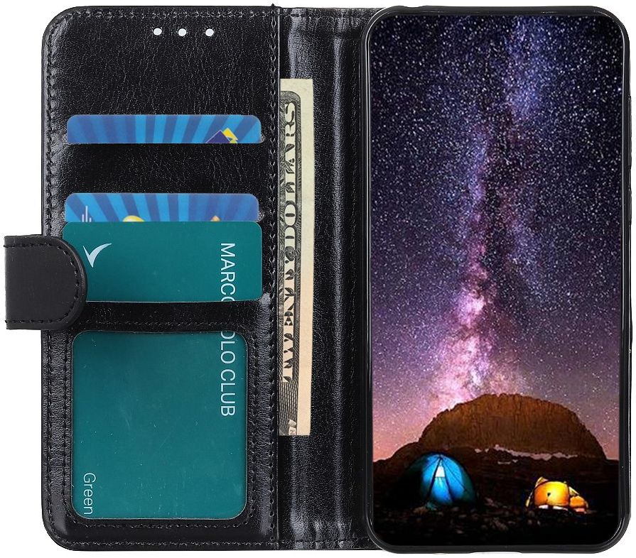 Motorola Moto G9 Power Hoesje Portemonnee Crazy Horse Book Case Zwart afbeelding 1