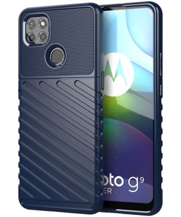 Motorola Moto G9 Power Hoesje TPU Thunder Design Blauw Hoesjes