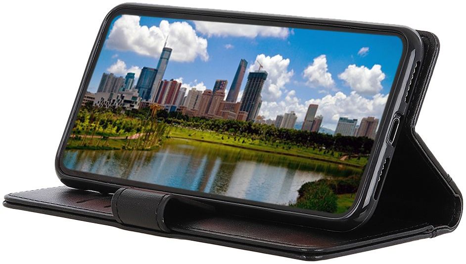Motorola Moto G 5G (2020) Hoesje Portemonnee Kunstleer Book Case Zwart afbeelding 4