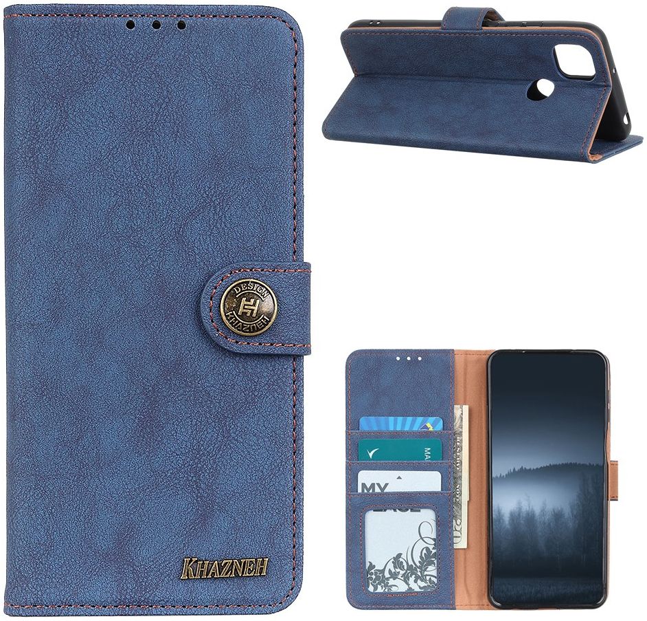 Motorola Moto G 5G (2020) Hoesje Portemonnee met Drukknoop Sluiting Blauw afbeelding 3