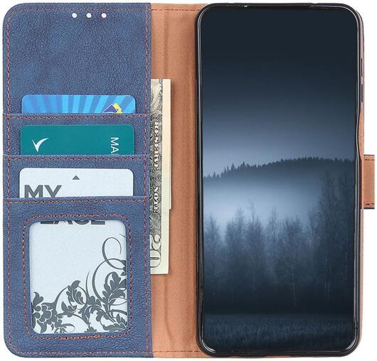 Motorola Moto G 5G (2020) Hoesje Portemonnee met Drukknoop Sluiting Blauw afbeelding 1
