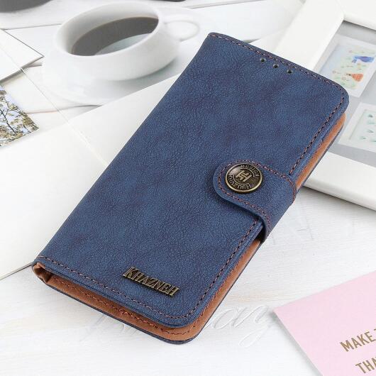 Motorola Moto G 5G (2020) Hoesje Portemonnee met Drukknoop Sluiting Blauw afbeelding 2