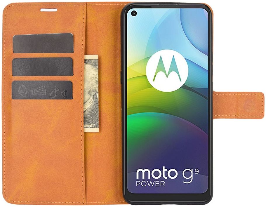 Motorola Moto G9 Power Portemonnee Bookcase Hoesje Oranje afbeelding 5