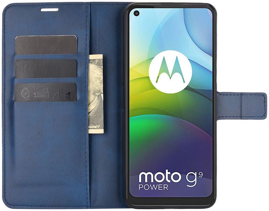 Motorola Moto G9 Power Portemonnee Bookcase Hoesje Blauw afbeelding 5