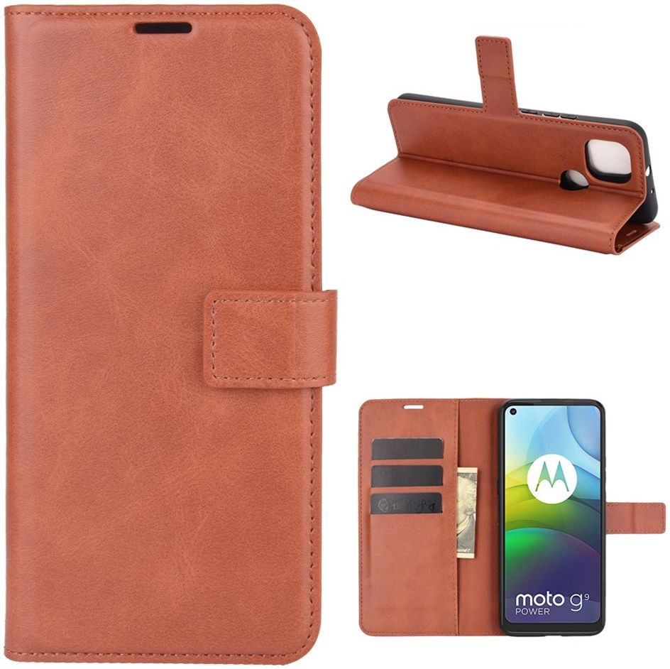 Motorola Moto G9 Power Portemonnee Bookcase Hoesje Lichtbruin afbeelding 1