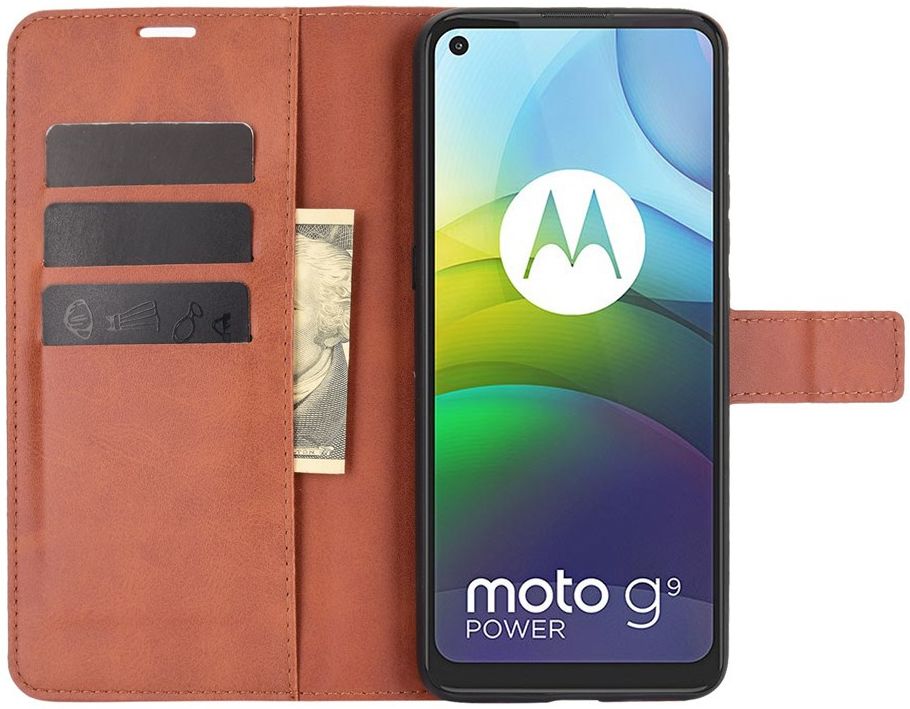 Motorola Moto G9 Power Portemonnee Bookcase Hoesje Lichtbruin afbeelding 5