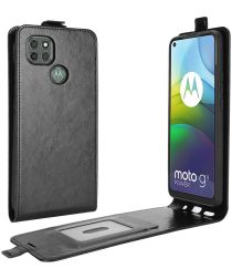 Motorola Moto G9 Power Hoesje Verticale Flip Case Crazy Horse Zwart