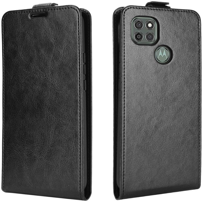 Motorola Moto G9 Power Hoesje Verticale Flip Case Crazy Horse Zwart afbeelding 2