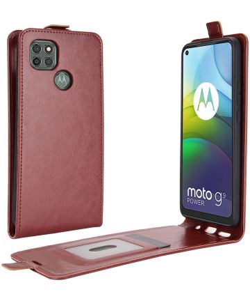Motorola Moto G9 Power Hoesje Verticale Flip Case Crazy Horse Bruin Hoesjes