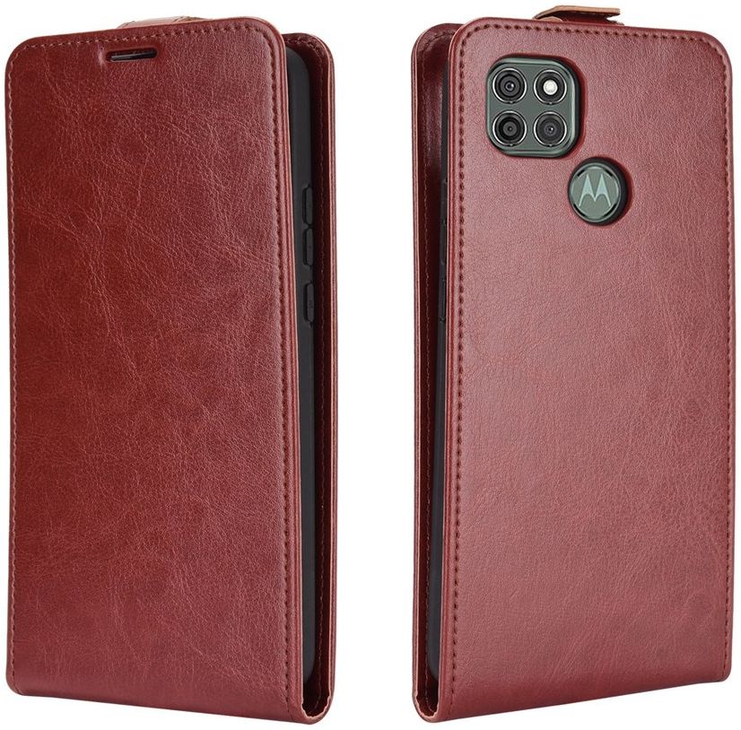 Motorola Moto G9 Power Hoesje Verticale Flip Case Crazy Horse Bruin afbeelding 2