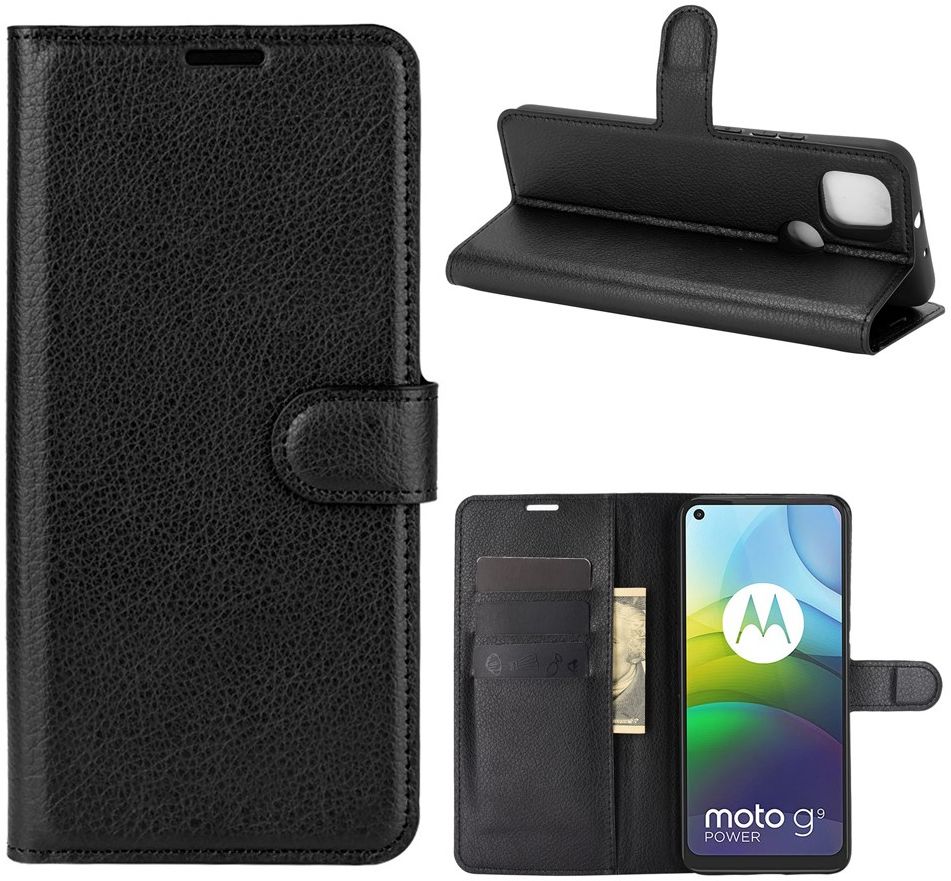 Motorola Moto G9 Power Hoesje Portemonnee Book Case Zwart afbeelding 3