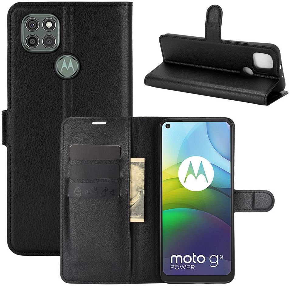 Motorola Moto G9 Power Hoesje Portemonnee Book Case Zwart afbeelding 4
