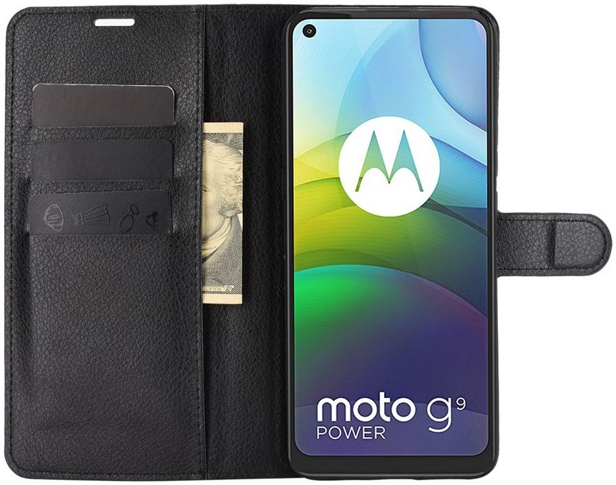 Motorola Moto G9 Power Hoesje Portemonnee Book Case Zwart afbeelding 1