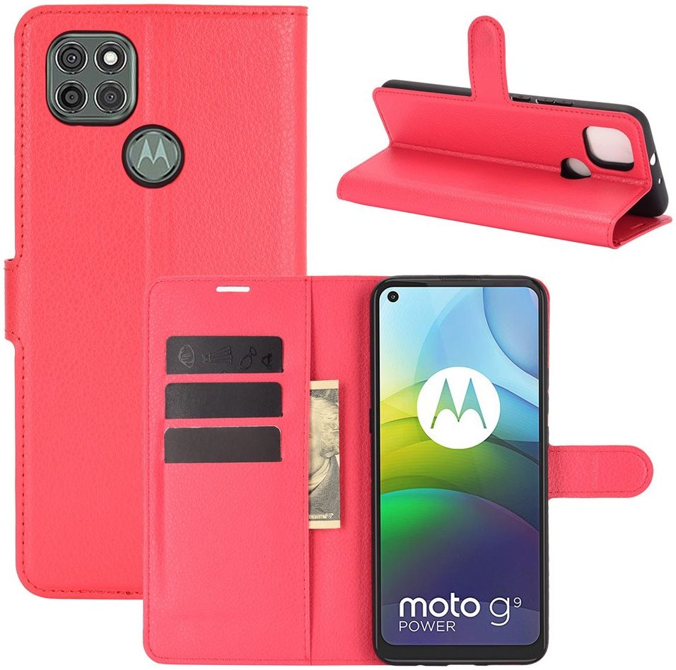 Motorola Moto G9 Power Hoesje Portemonnee Book Case Rood afbeelding 4