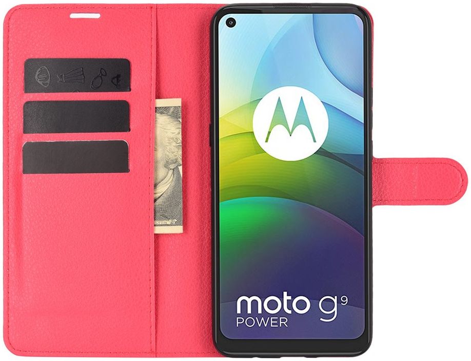 Motorola Moto G9 Power Hoesje Portemonnee Book Case Rood afbeelding 1