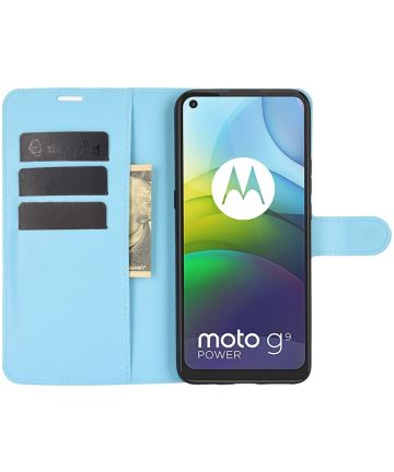 Motorola Moto G9 Power Hoesje Portemonnee Book Case Blauw Hoesjes