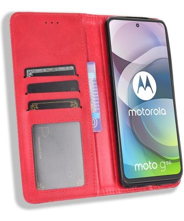 Motorola Moto G 5G Hoesje Vintage Portemonnee Book Case Rood Hoesjes