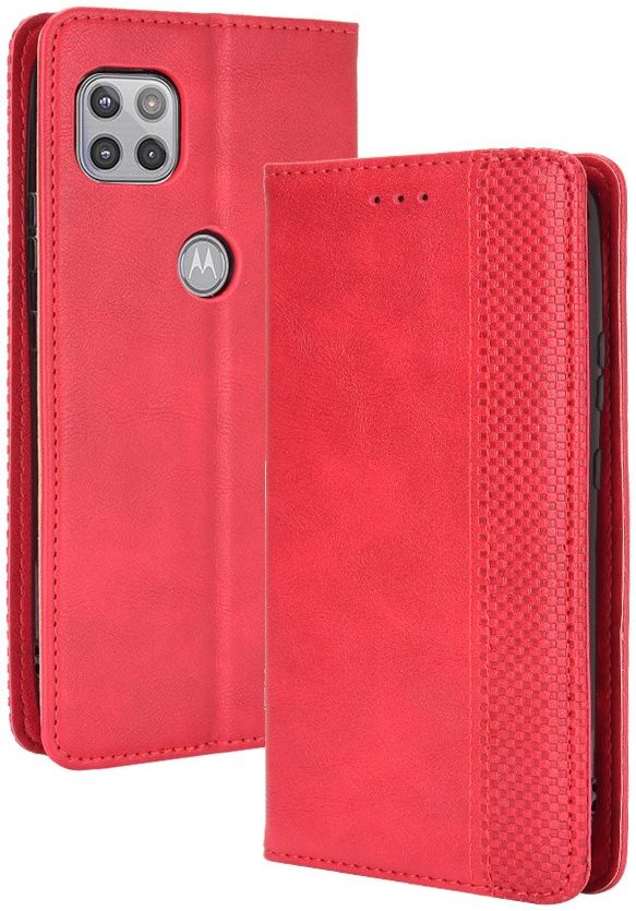 Motorola Moto G 5G Hoesje Vintage Portemonnee Book Case Rood afbeelding 2
