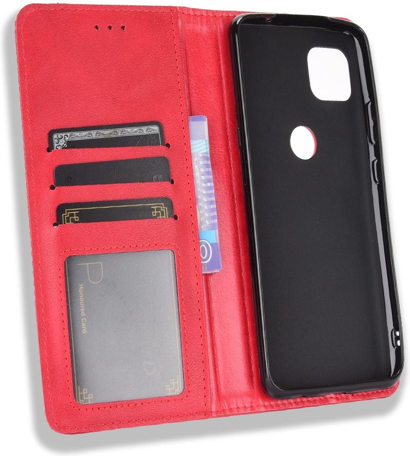 Motorola Moto G 5G Hoesje Vintage Portemonnee Book Case Rood afbeelding 7