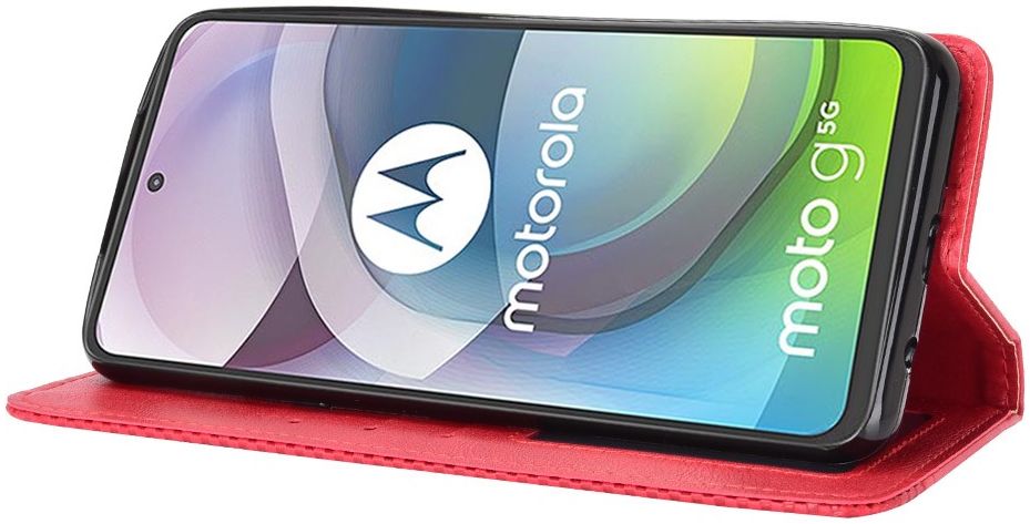 Motorola Moto G 5G Hoesje Vintage Portemonnee Book Case Rood afbeelding 4