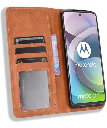 Motorola Moto G 5G Hoesje Vintage Portemonnee Book Case Bruin Hoesjes
