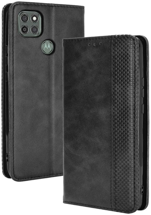 Motorola Moto G9 Power Hoesje Vintage Portemonnee Book Case Zwart afbeelding 2