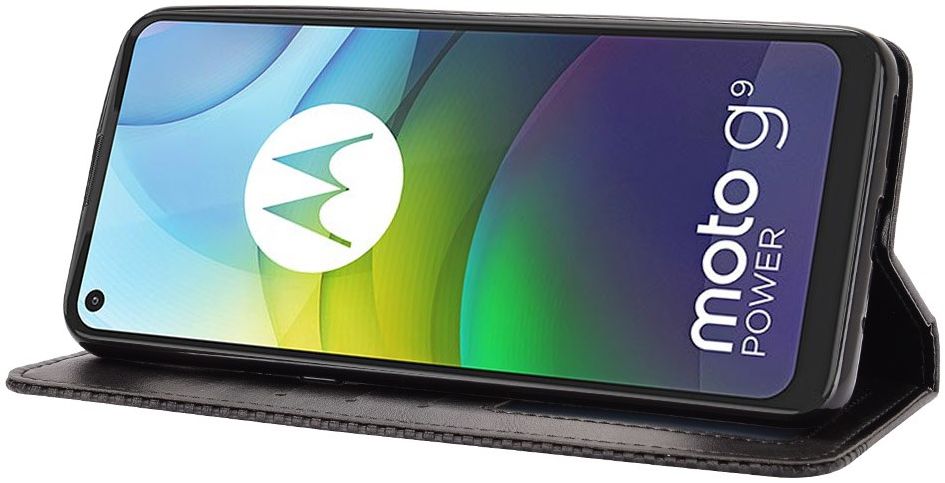 Motorola Moto G9 Power Hoesje Vintage Portemonnee Book Case Zwart afbeelding 3