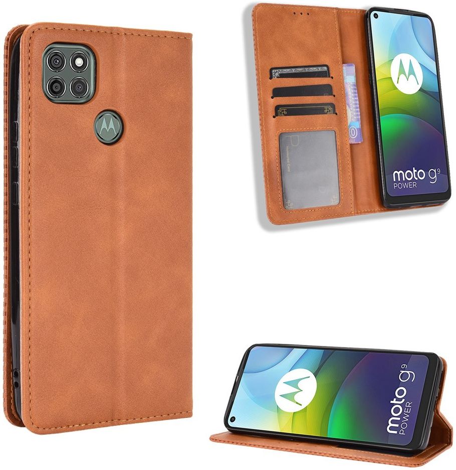 Motorola Moto G9 Power Hoesje Vintage Portemonnee Book Case Bruin afbeelding 5