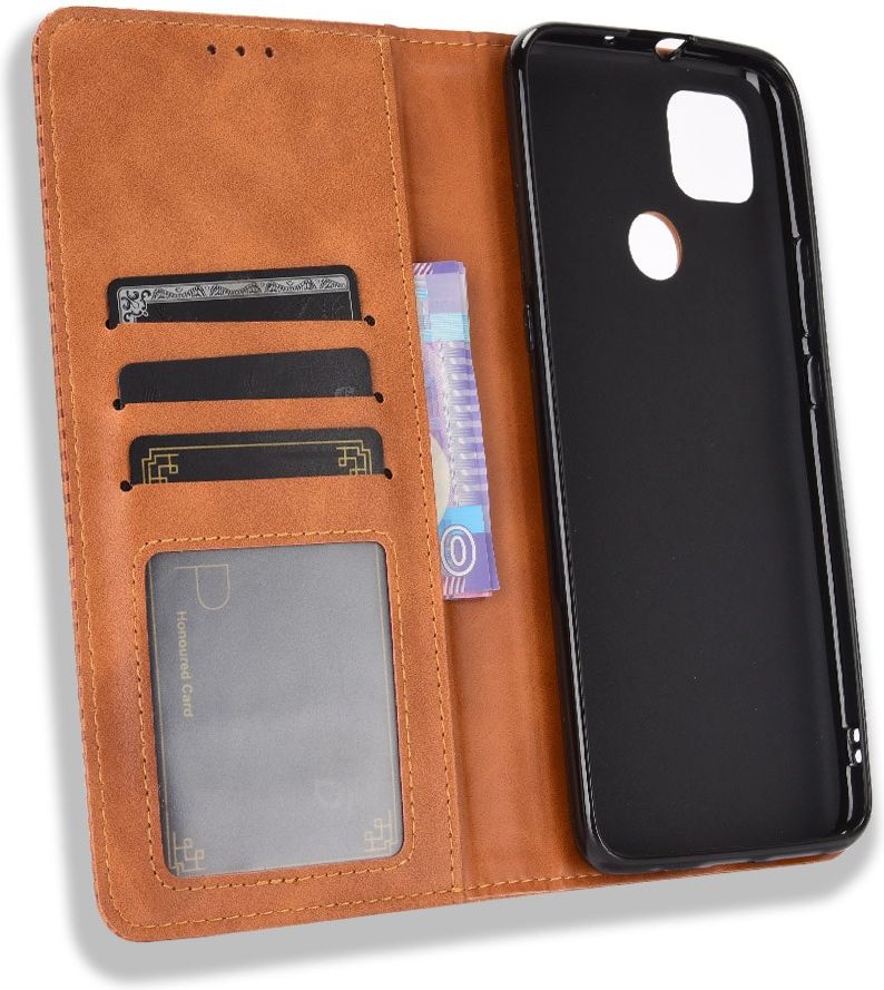 Motorola Moto G9 Power Hoesje Vintage Portemonnee Book Case Bruin afbeelding 9