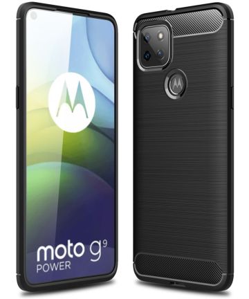 Motorola Moto G9 Power Hoesje Geborsteld TPU Flexibele Backcover Zwart Hoesjes