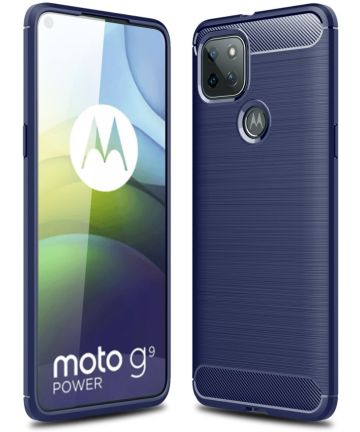 Motorola Moto G9 Power Hoesje Geborsteld TPU Flexibele Backcover Blauw Hoesjes