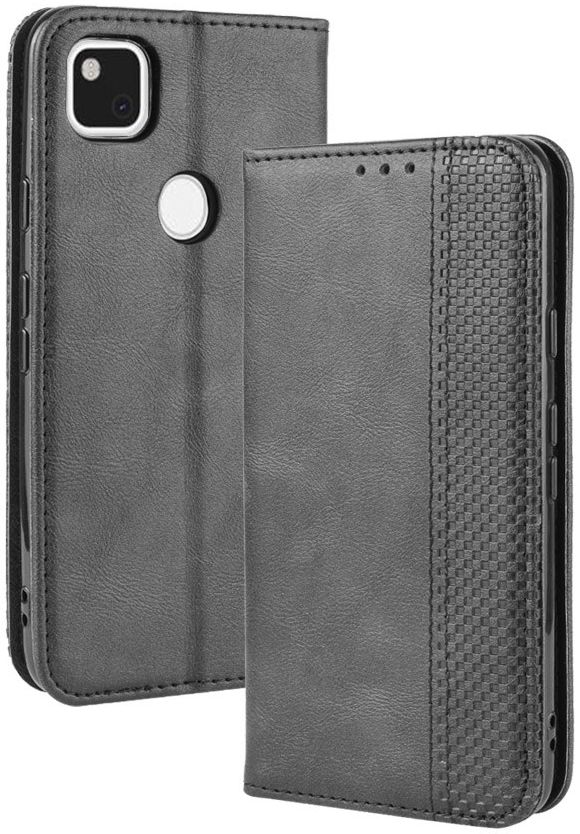 Google Pixel 4A Hoesje Vintage Portemonnee Book Case Zwart afbeelding 2