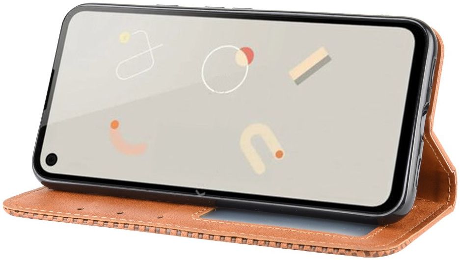 Google Pixel 4A Hoesje Vintage Portemonnee Book Case Bruin afbeelding 3