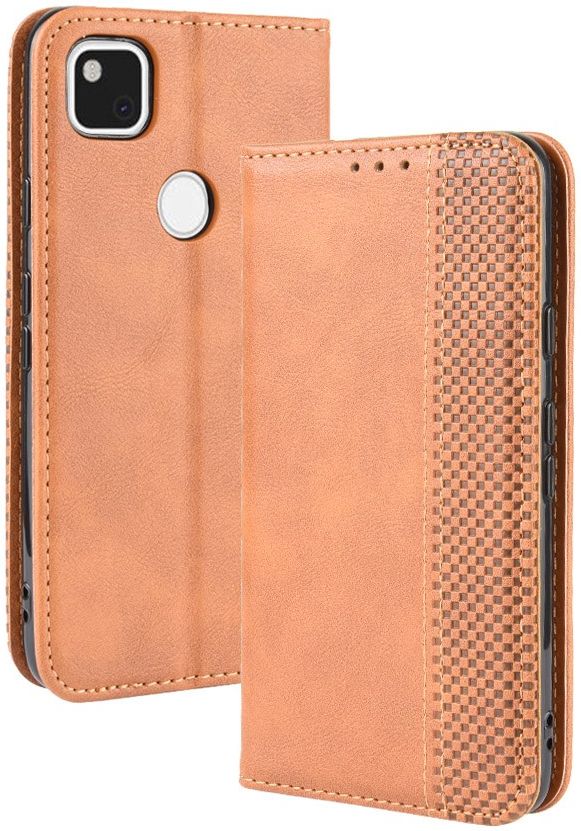 Google Pixel 4A Hoesje Vintage Portemonnee Book Case Bruin afbeelding 2